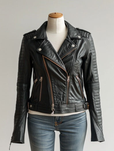 Negan (Female) – Black Leather Biker Jacket for Women