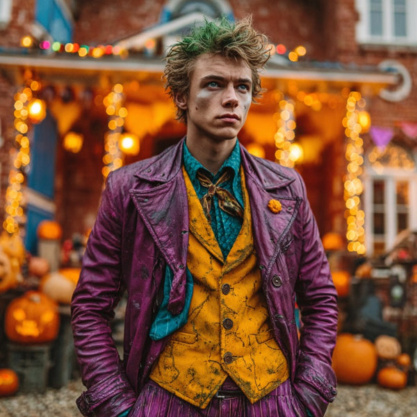 Classic Joker Inspired Purple Trench Coat Costume
